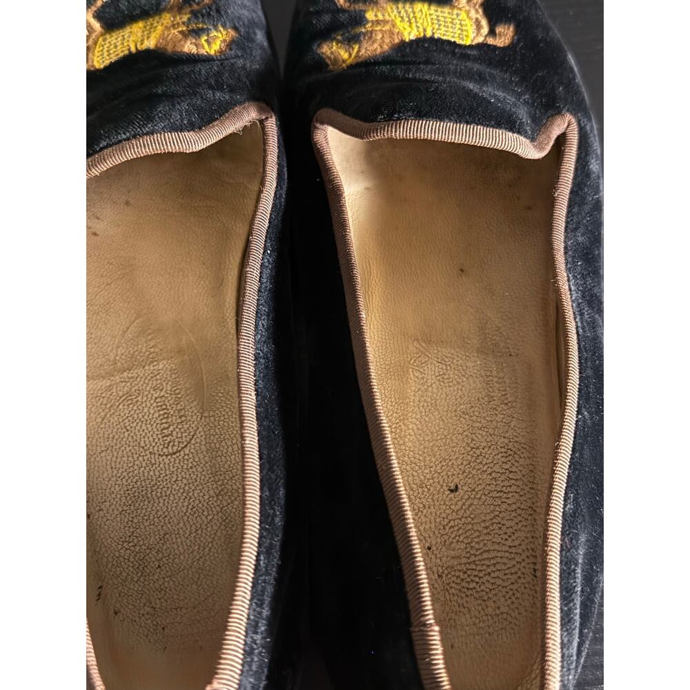 Stubbs & Wootton Horse Needlepoint Velvet Loafers Black Women’s Size 9 - Picture 9 of 10